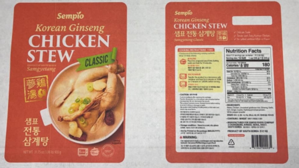 More Than 4,500 Pounds of South Korean Chicken Stew Recalled in U.S. Retailers