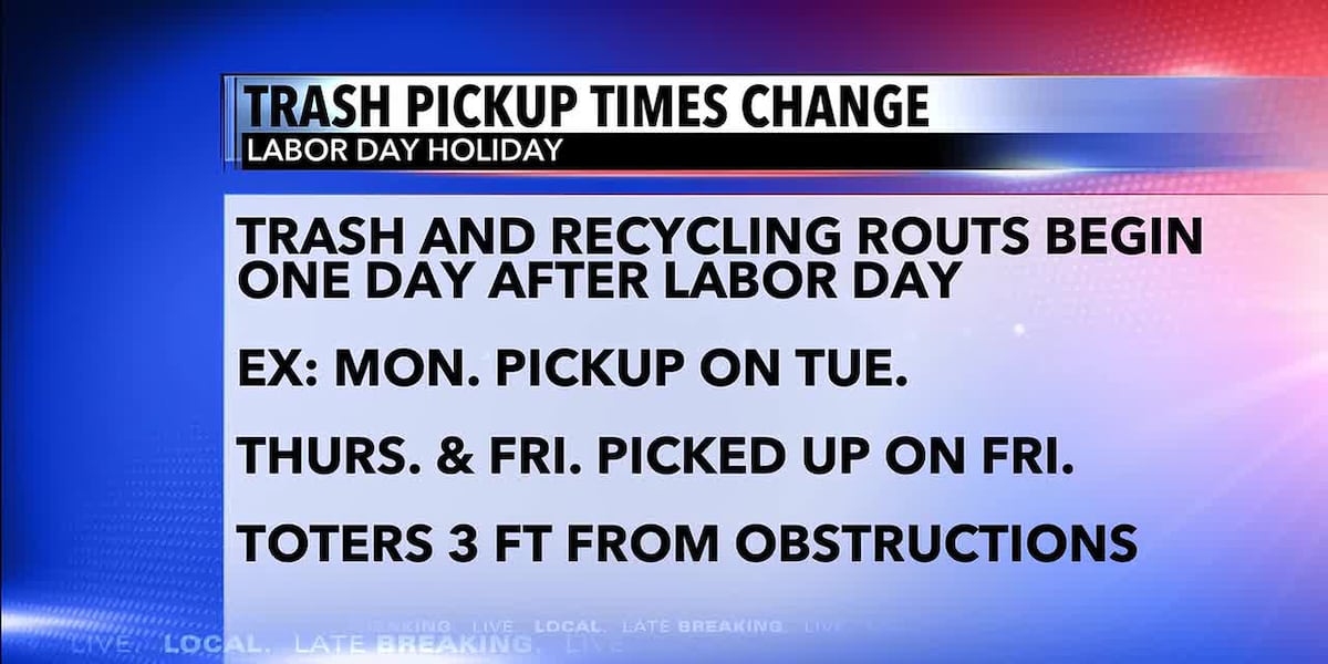 Labor Day shifts Lafayette trash, recycling pickup