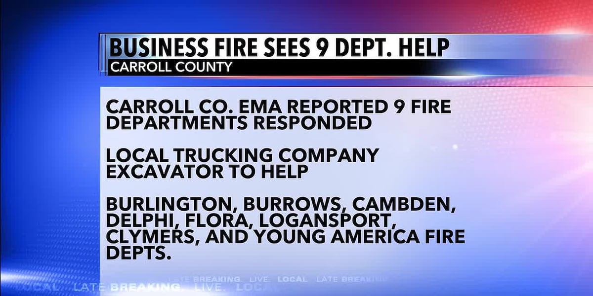 Fire damages Carroll County business on Tuesday